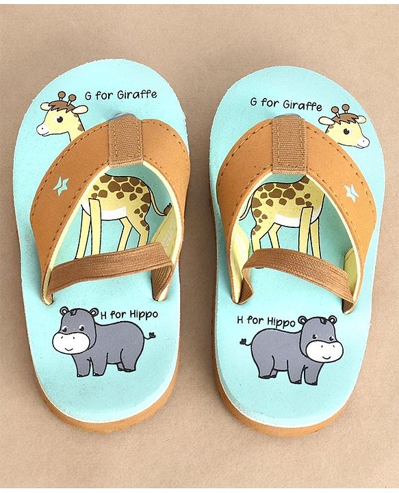 Cute Walk by Babyhug Back Strap Closure Flip Flops Giraffe Print - Blue