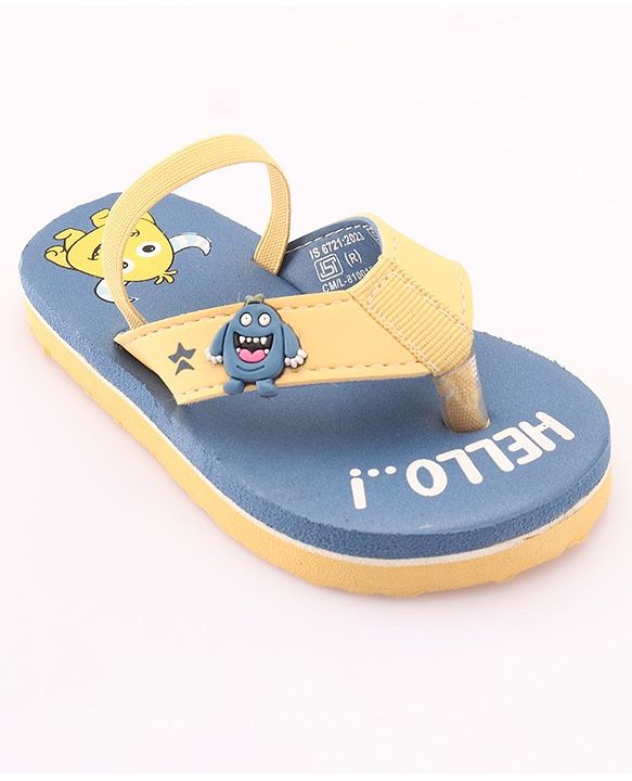Cute Walk by Babyhug Slip On Style Flip Flops with Cartoon Graphics & Applique - Blue