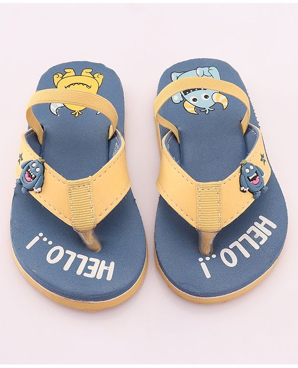 Cute Walk by Babyhug Slip On Style Flip Flops with Cartoon Graphics & Applique - Blue