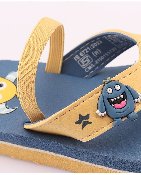 Cute Walk by Babyhug Slip On Style Flip Flops with Cartoon Graphics & Applique - Blue