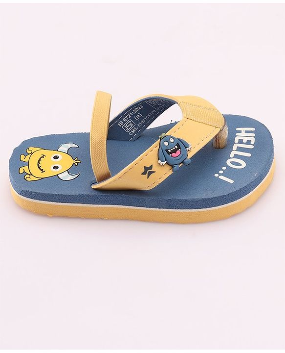 Cute Walk by Babyhug Slip On Style Flip Flops with Cartoon Graphics & Applique - Blue