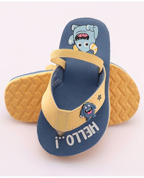 Cute Walk by Babyhug Slip On Style Flip Flops with Cartoon Graphics & Applique - Blue