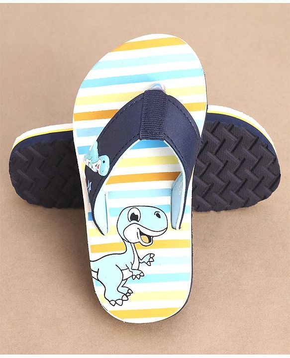 Cute Walk by Babyhug Slip On Flip Flops Dino Print - Blue