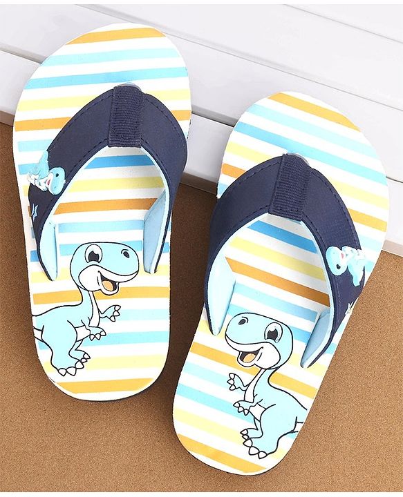Cute Walk by Babyhug Slip On Flip Flops Dino Print - Blue