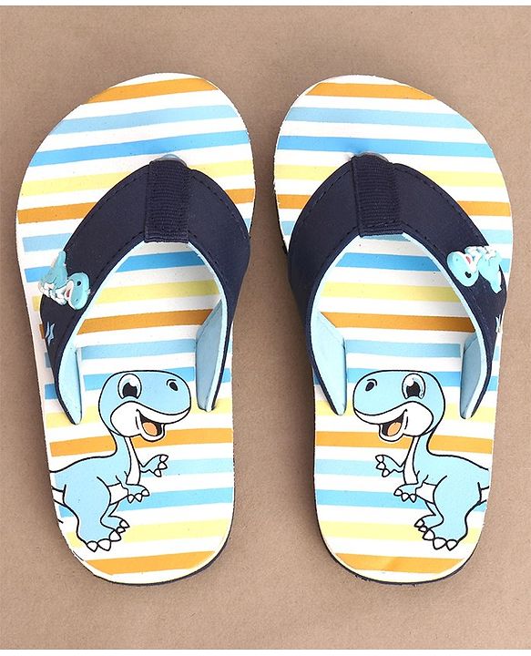 Cute Walk by Babyhug Slip On Flip Flops Dino Print - Blue