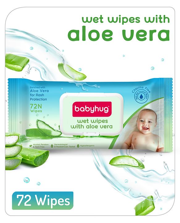 Babyhug Wet Wipes with Aloe Vera - 72 Pieces