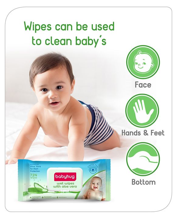 Babyhug Wet Wipes with Aloe Vera - 72 Pieces