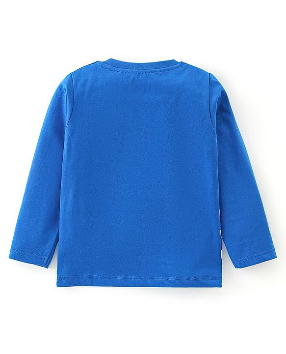 Babyhug 100% Cotton Knit Full Sleeves T-Shirt with Giraffe Print - Blue