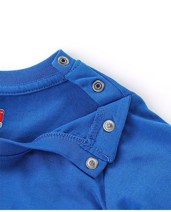 Babyhug 100% Cotton Knit Full Sleeves T-Shirt with Giraffe Print - Blue