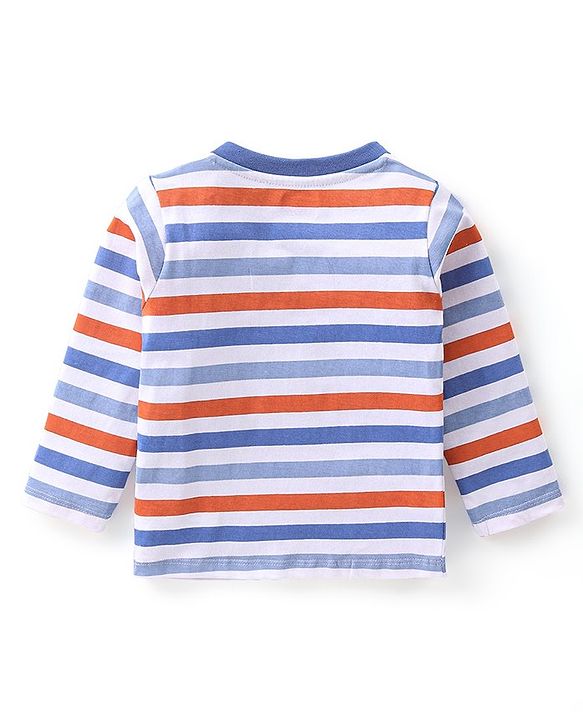 Babyhug Cotton Jersey Full Sleeves Tee With Fox Print - Orange &  Blue