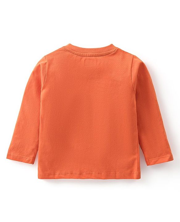 Babyhug Cotton Jersey Full Sleeves Tee With Fox Print - Orange &  Blue