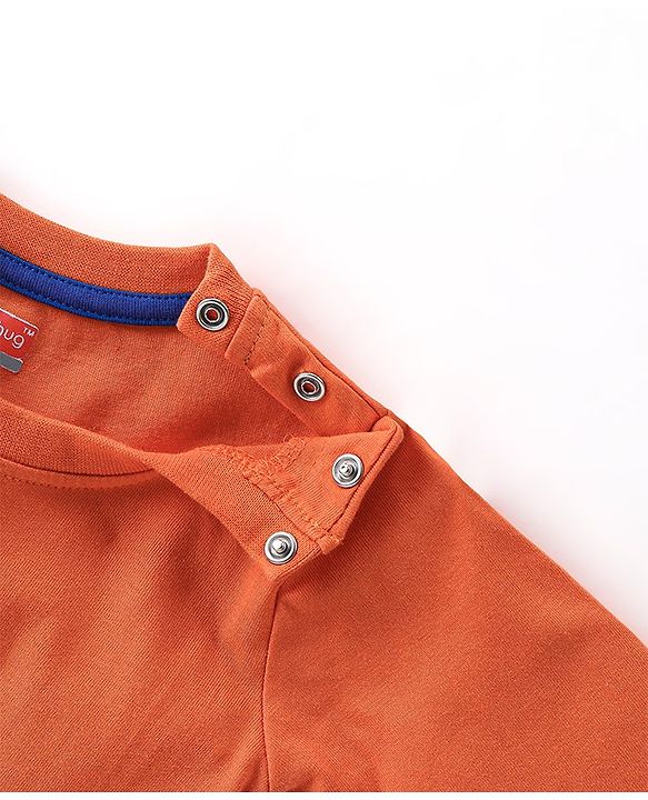 Babyhug Cotton Jersey Full Sleeves Tee With Fox Print - Orange &  Blue