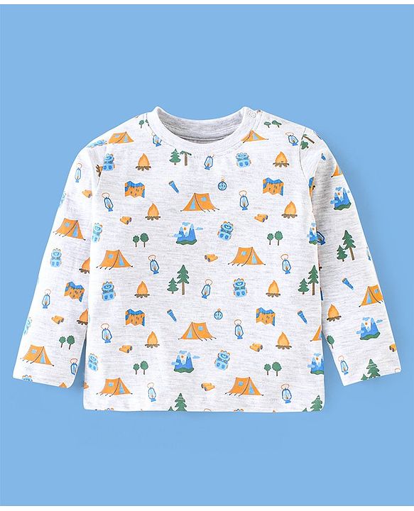 Babyhug 100% Cotton Full Sleeves T-Shirt Striped With Adventure Print Pack Of 3 - Green Yellow & White
