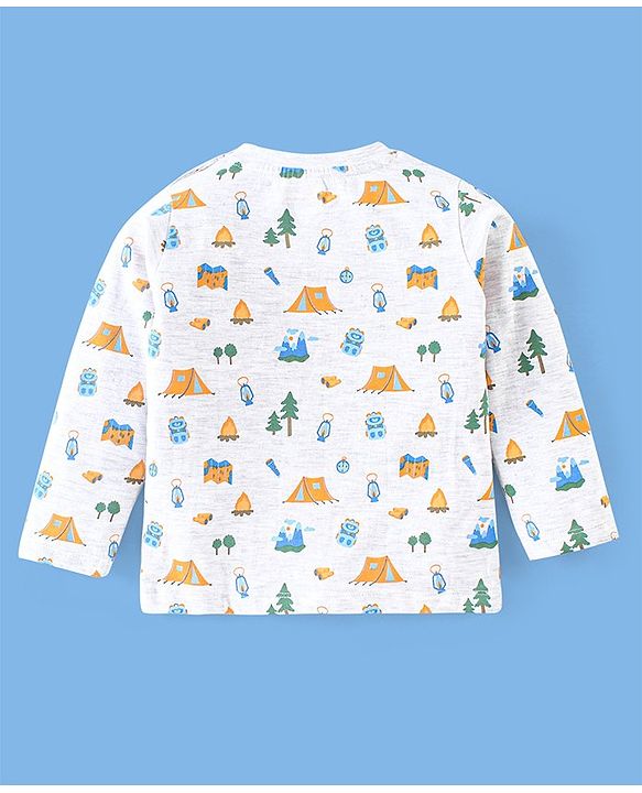 Babyhug 100% Cotton Full Sleeves T-Shirt Striped With Adventure Print Pack Of 3 - Green Yellow & White