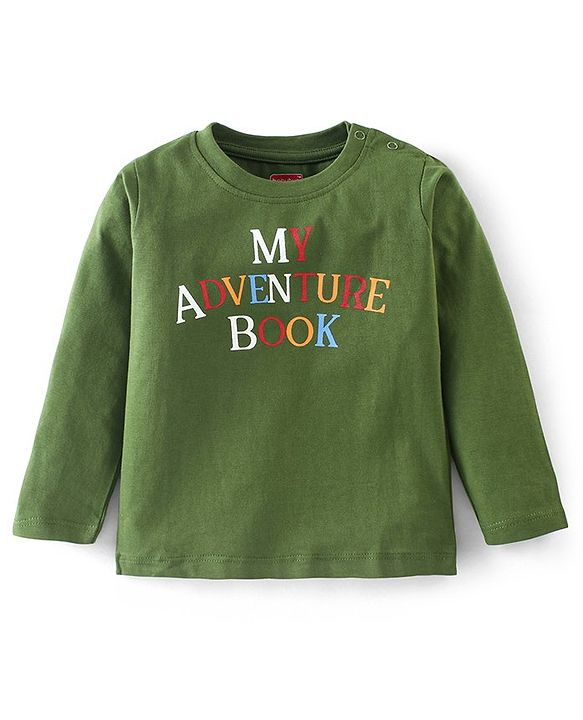 Babyhug 100% Cotton Full Sleeves T-Shirt Striped With Adventure Print Pack Of 3 - Green Yellow & White