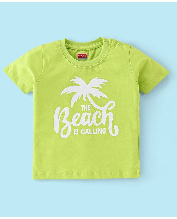 Babyhug 100% Cotton Jersey Knit Half Sleeves T-Shirts Beach Print Pack of 7 - Multicolour