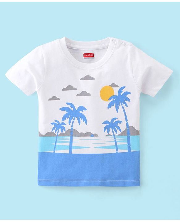Babyhug 100% Cotton Jersey Knit Half Sleeves T-Shirts Beach Print Pack of 7 - Multicolour