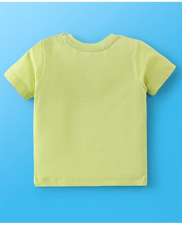 Babyhug 100% Cotton Half Sleeves T-Shirt Striped & Print Pack Of 7 - Blue Yellow & Green