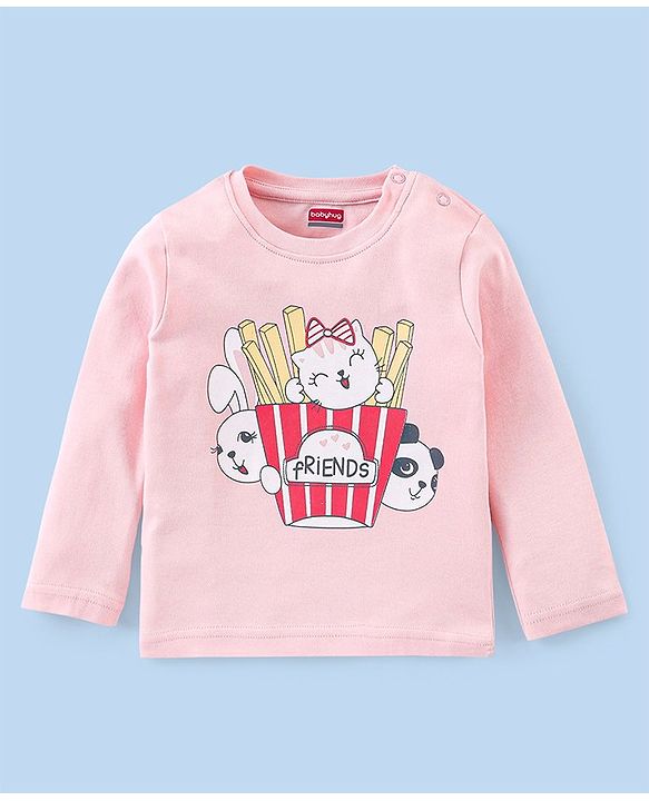 Babyhug Cotton Interlock Full Sleeves Night Suit with Kitty Print - Pink