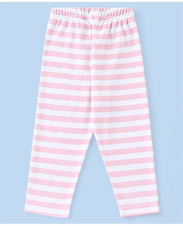 Babyhug Cotton Interlock Full Sleeves Night Suit with Kitty Print - Pink