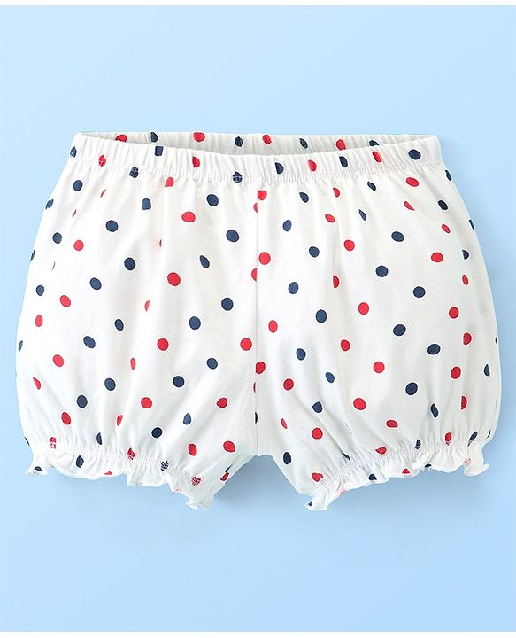 Pine Kids Cotton Anti Bacterial  Bloomers Solid & Dot Print Pack Of 3 - Pink Blue & White
