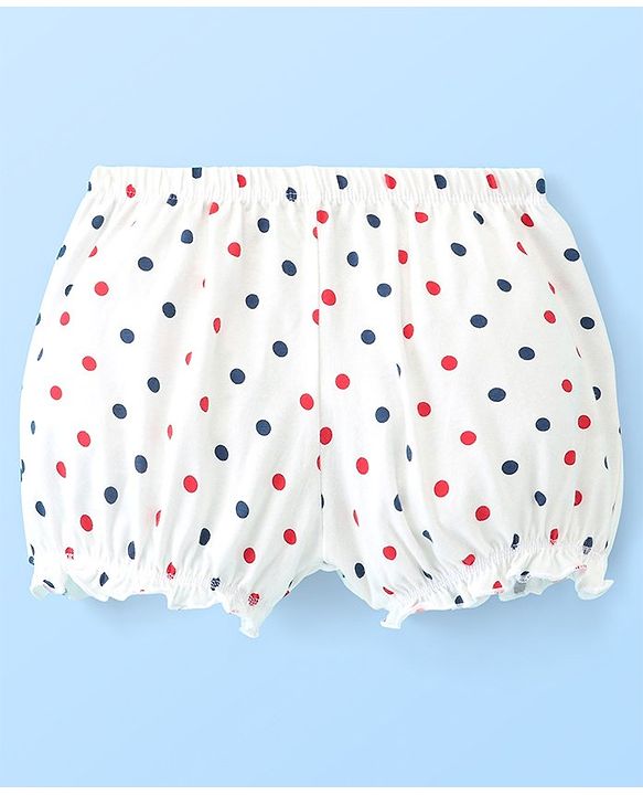 Pine Kids Cotton Anti Bacterial  Bloomers Solid & Dot Print Pack Of 3 - Pink Blue & White