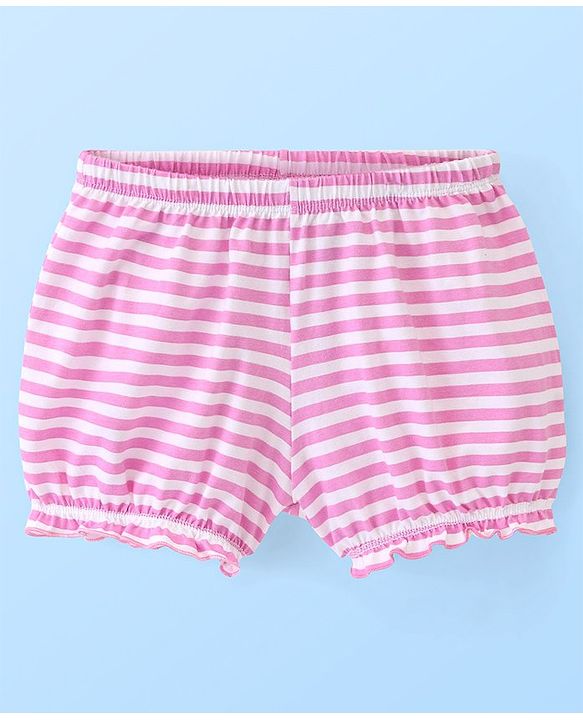 Pine Kids Cotton Anti Bacterial  Bloomers Solid & Stripes Pack Of 3 - Pink