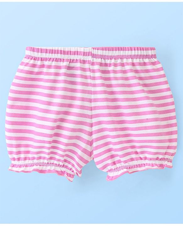 Pine Kids Cotton Anti Bacterial  Bloomers Solid & Stripes Pack Of 3 - Pink