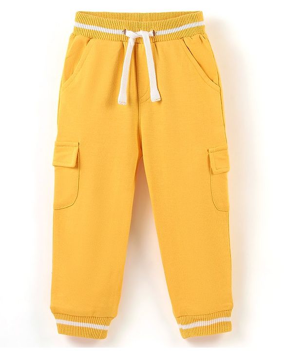 Babyhug Cotton Looper Knit Full Length Solid Color Lounge Pant - Yellow