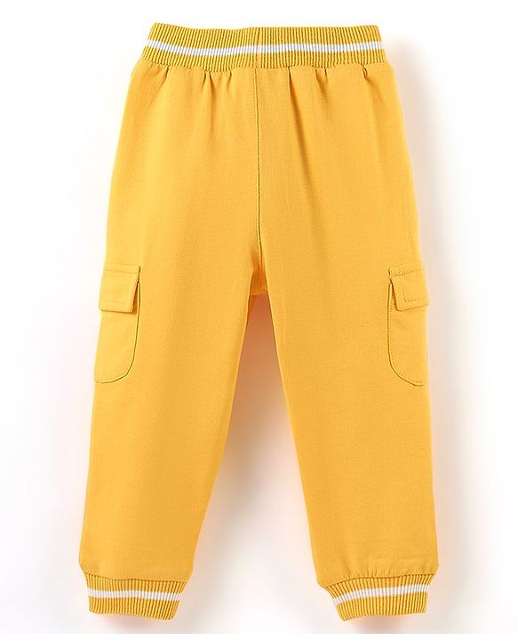 Babyhug Cotton Looper Knit Full Length Solid Color Lounge Pant - Yellow
