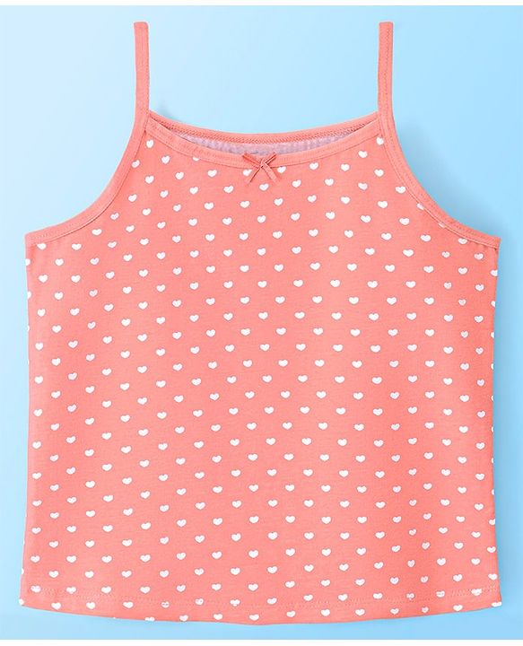 Pine Kids Cotton Sleeveless Antimicrobial Slips Stripes & Dot Print Pack Of 3 - Pink & Red