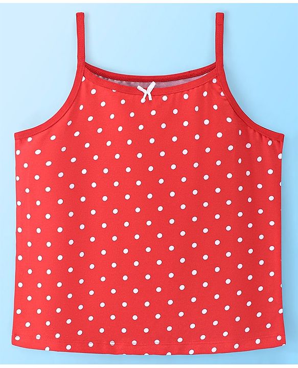 Pine Kids Cotton Sleeveless Antimicrobial Slips Stripes & Dot Print Pack Of 3 - Pink & Red