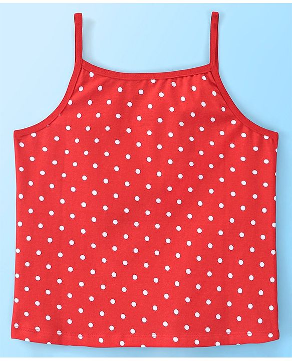 Pine Kids Cotton Sleeveless Antimicrobial Slips Stripes & Dot Print Pack Of 3 - Pink & Red