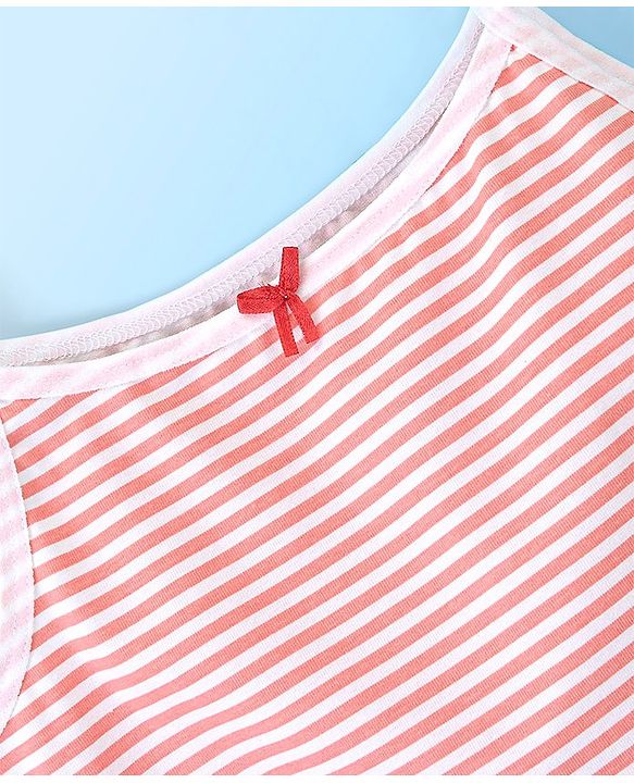 Pine Kids Cotton Sleeveless Antimicrobial Slips Stripes & Dot Print Pack Of 3 - Pink & Red