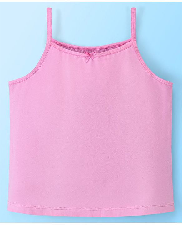 Pine Kids Cotton Sleeveless Antimicrobial Slips Solid & Stripes Pack Of 3 - Pink