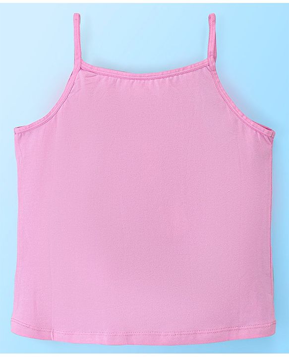 Pine Kids Cotton Sleeveless Antimicrobial Slips Solid & Stripes Pack Of 3 - Pink