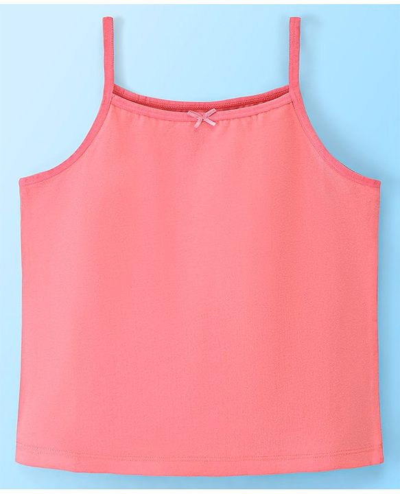 Pine Kids Cotton Sleeveless Antimicrobial Slips Solid & Stripes Pack Of 3 - Pink