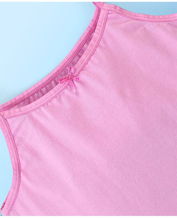 Pine Kids Cotton Sleeveless Antimicrobial Slips Solid & Stripes Pack Of 3 - Pink