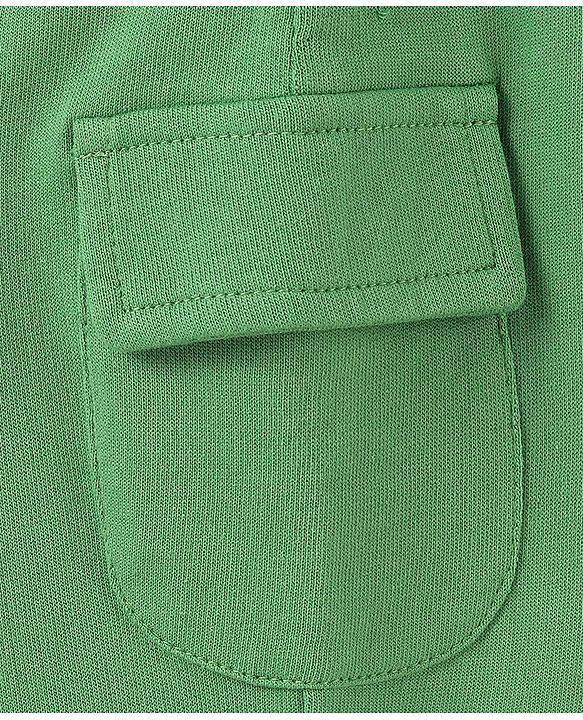 Babyhug Cotton Looper Knit Full Length Solid Lounge Pant with Draw Cord - Green