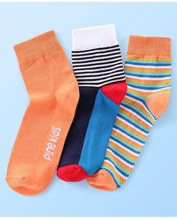 Pine Kids Ankle Length Socks Logo Print Pack Of 3 (Colour May Vary)