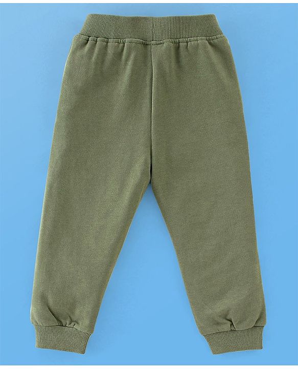 Babyhug 100% Cotton Jersey Full Sleeves T-Shirt & Lounge Pants Set Jungle Print - Olive Green