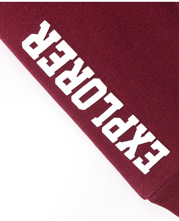 Babyhug Cotton Looper Knit Full Length Lounge Pants Text Print - Maroon