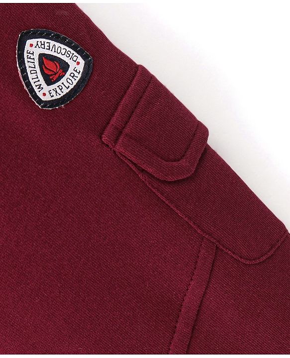 Babyhug Cotton Looper Knit Full Length Lounge Pants Text Print - Maroon