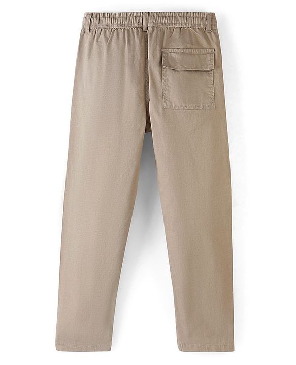 Pine Kids Cotton Elastane Woven   Full Length Solid Color Trouser - Beige