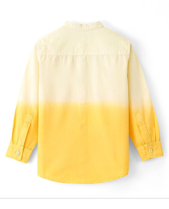 Pine Kids 100% Cotton Full Sleeves Solid Shirt with Dip Dye Effect - Yellow