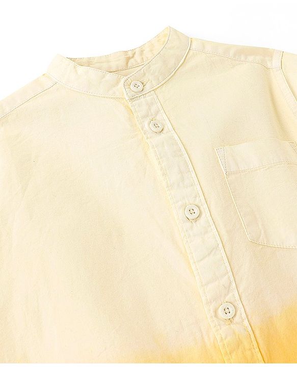 Pine Kids 100% Cotton Full Sleeves Solid Shirt with Dip Dye Effect - Yellow