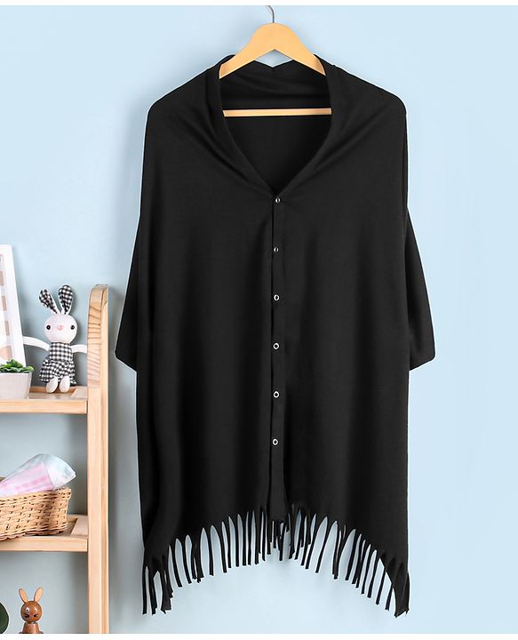 Babyhug 100% Cotton Breast Feeding Multi Purpose Nursing Scarf- Black