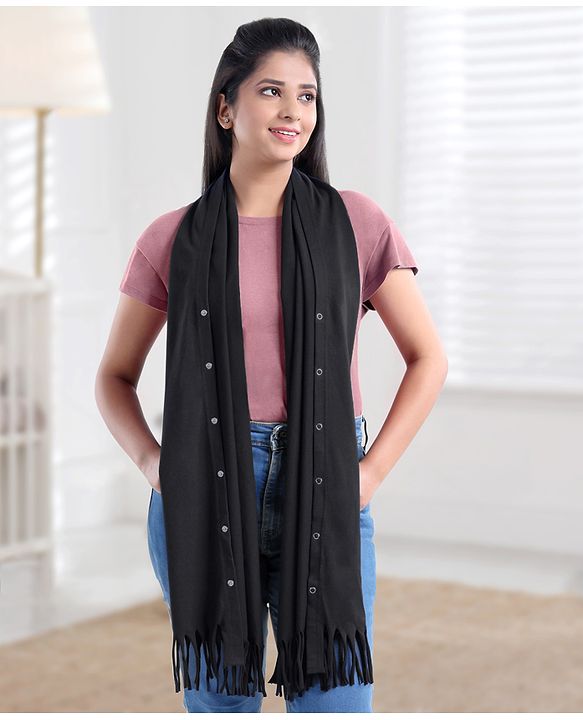 Babyhug 100% Cotton Breast Feeding Multi Purpose Nursing Scarf- Black
