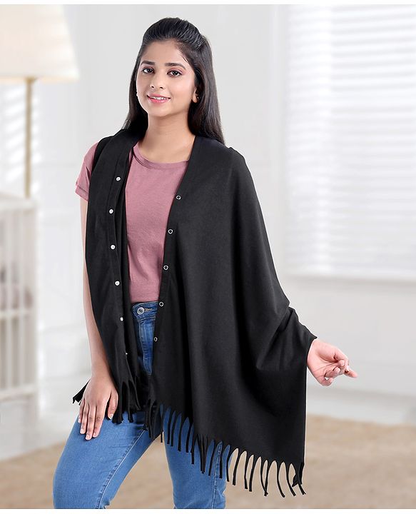 Babyhug 100% Cotton Breast Feeding Multi Purpose Nursing Scarf- Black