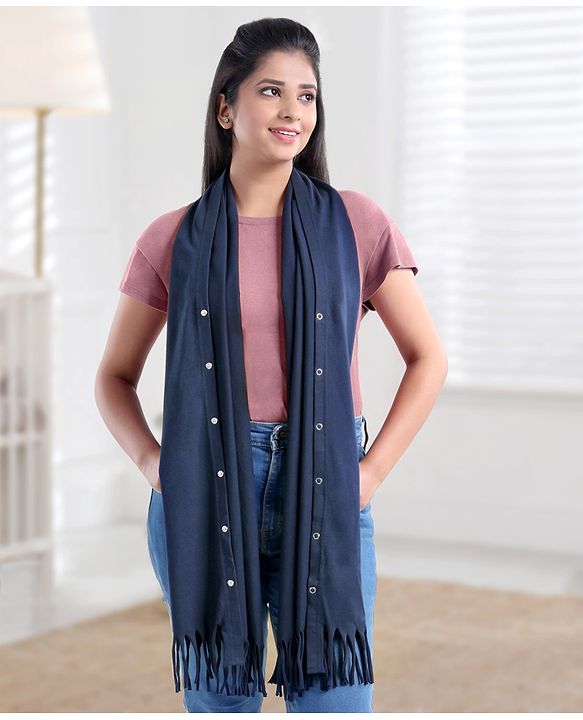 Babyhug 100% Cotton Breast Feeding Multi Purpose Nursing Scarf- Black